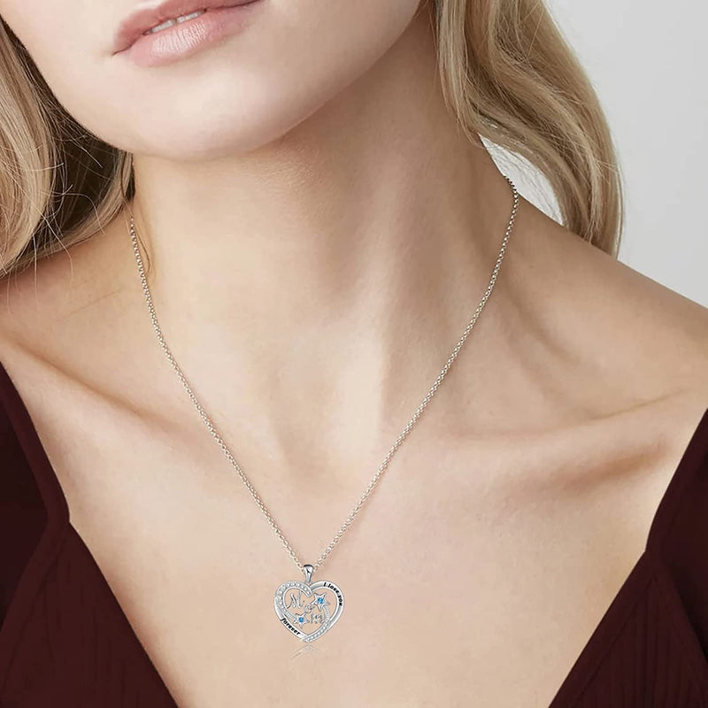 Mom Heart Sterling Silver Necklace